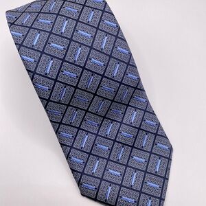Ermenegildo Zegna Blue And Grey Patterned Men's Printed Tie